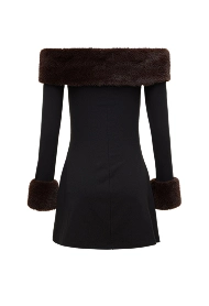 Brown off shoulder T shirt dress.