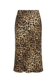 Brown faux croc leather midi skirt.
