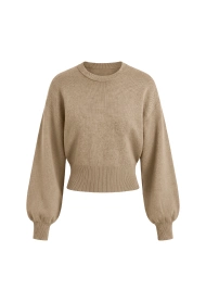 Beige balloon sleeve sweater.