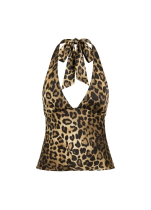 Leopard print halter top.