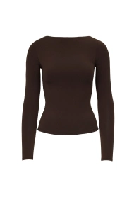 Brown crewneck long sleeve top.